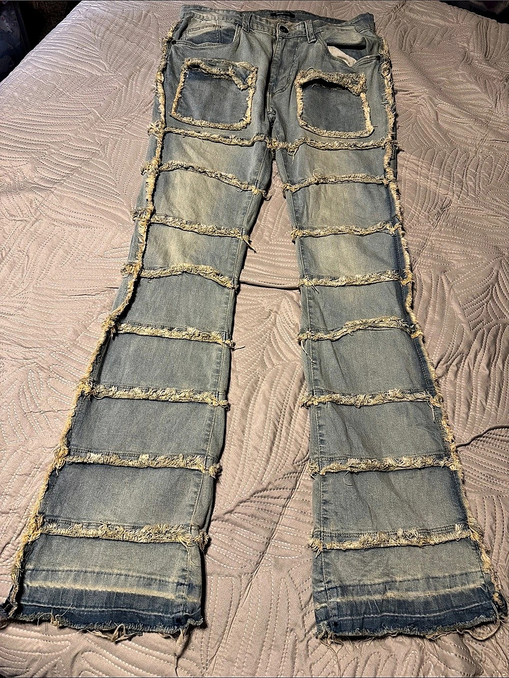 NOVAMEN Men's Distressed Panel Jeans Waist 30
